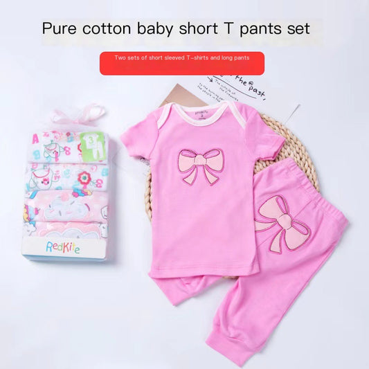 Baby Envelope Neck Short Sleeve T-Shirt & Pants Set