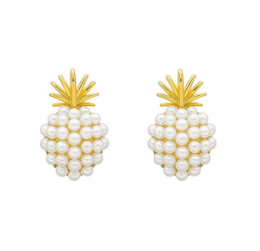 925 Silver Pineapple Pendant Earrings with Diamonds