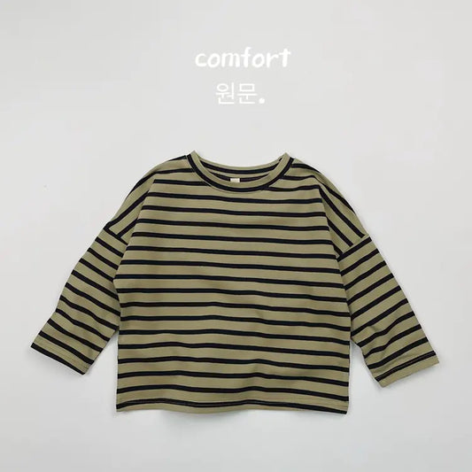 Cotton Long Sleeve Striped T-Shirts for Girls