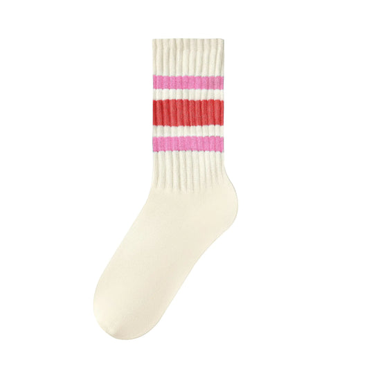 Crew Socks for Women Striped Retro Socks Slouchy Scrunch Socks Vintage Cute Crew Socks Pink Stripe One Size