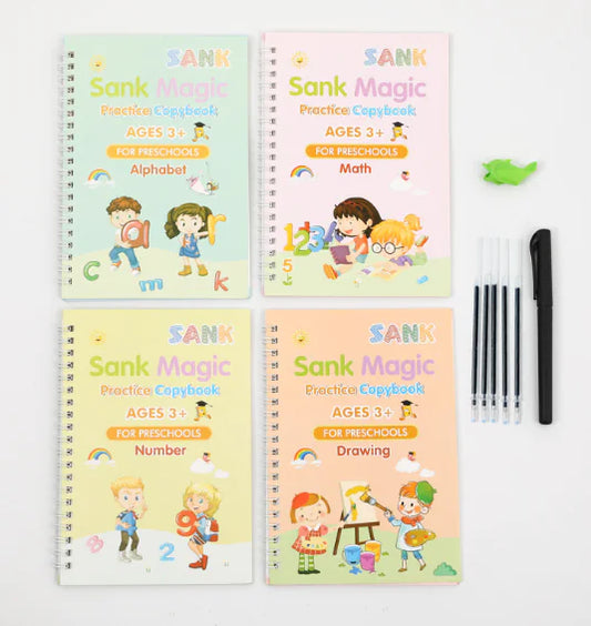 Set of 4 Reusable Magic Calligraphy Notebooks