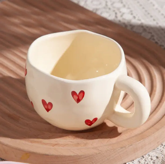 Couple's Heart-Shaped Ceramic Mugs