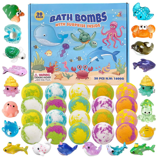 Bath Bombs for Kids with Surprise Inside 20 Pack Kids Bath Bombs with Bath Toys Natural Bath Bombs with Sea Animals Inside 2023 Christmas Advent Calendar for Kids Stocking Stuffers for Kids…