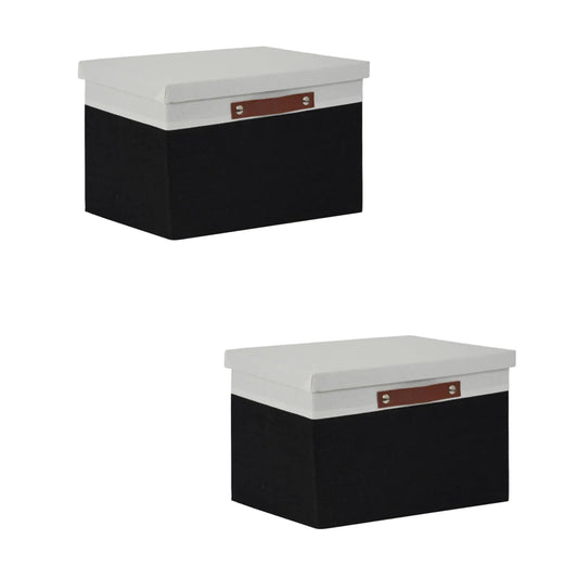 Temary Fabric Storage Cubes Storage Bins with Handles Cube Baskets Foldable Cube Organizers for Shelves Home(White & Black)