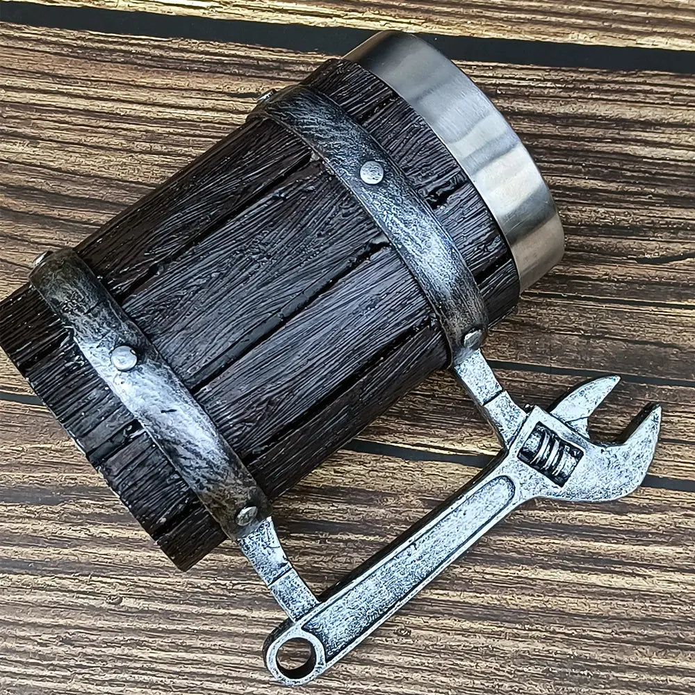 3D Bamboo Stainless Steel Beer Mugs - Large Capacity