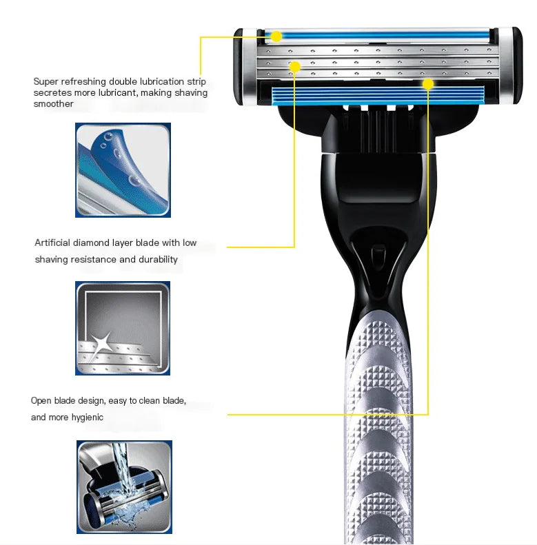 3-Layer Razor Blades for Men's Manual Razors