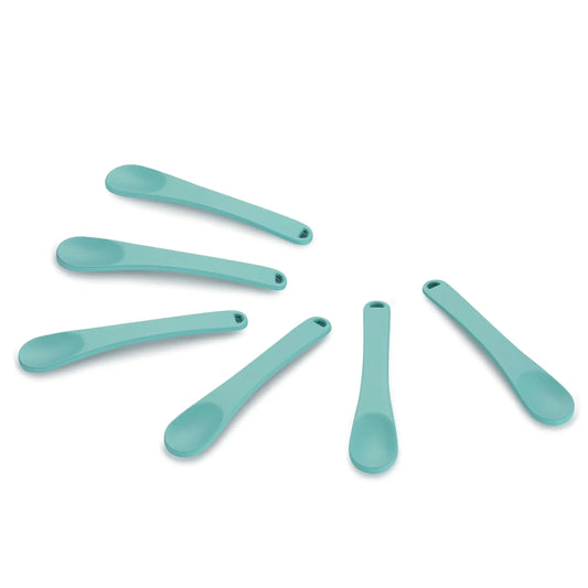 Tekson 6 Pieces Metal Cosmetic Skincare Spatula Mini Mask facial Reusable Scoop Makeup Beauty Spoons for Cream Lotions Moisturizers(Green)
