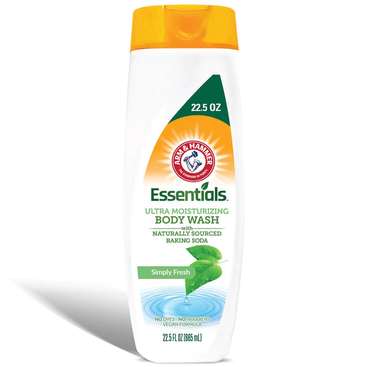 Arm & Hammer Essentials Body Wash Women Moisturizing - Simply Fresh 22.5oz Womens Body Wash - Non Toxic Shower Essentials for Women