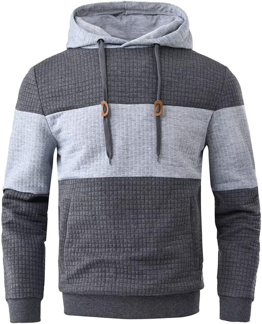 Tyhengta Mens Hoodies with Zipper Pockets Casual Drawstring Hooded Pullover Sweatshirts Grey Medium