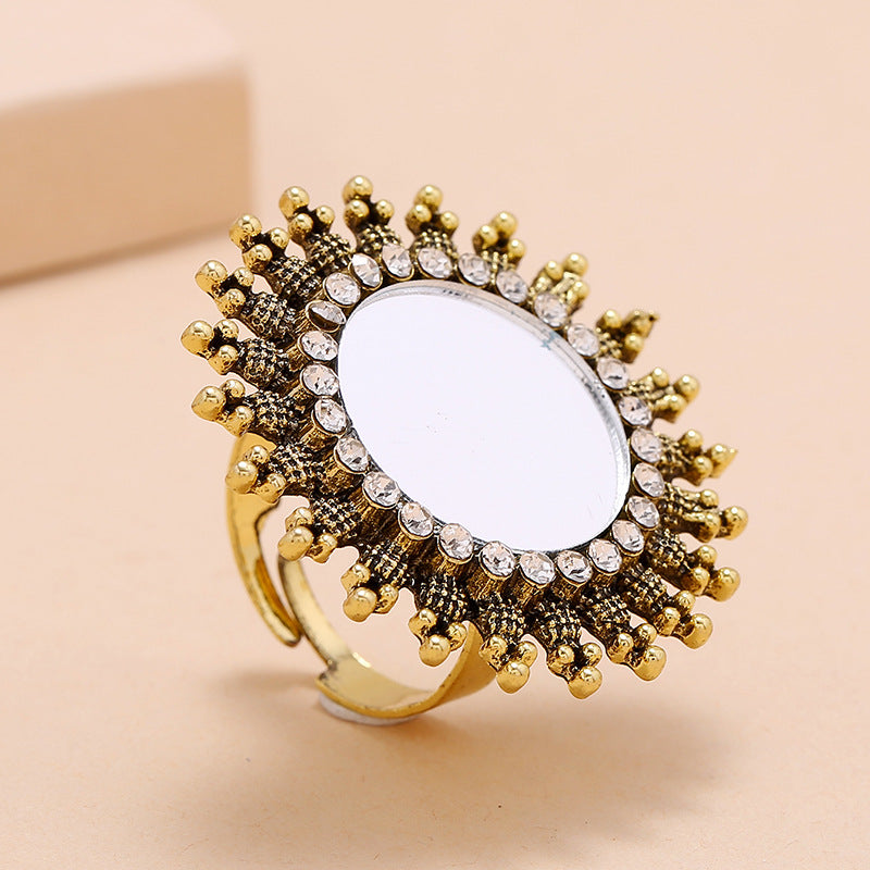 Fashionable Zinc Alloy Adjustable Ring with Diamonds