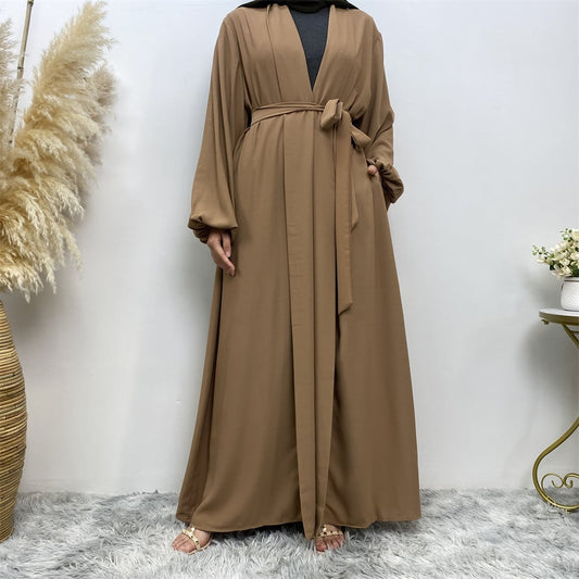 Lace Up Cardigan Robe with Cuffs and Pockets