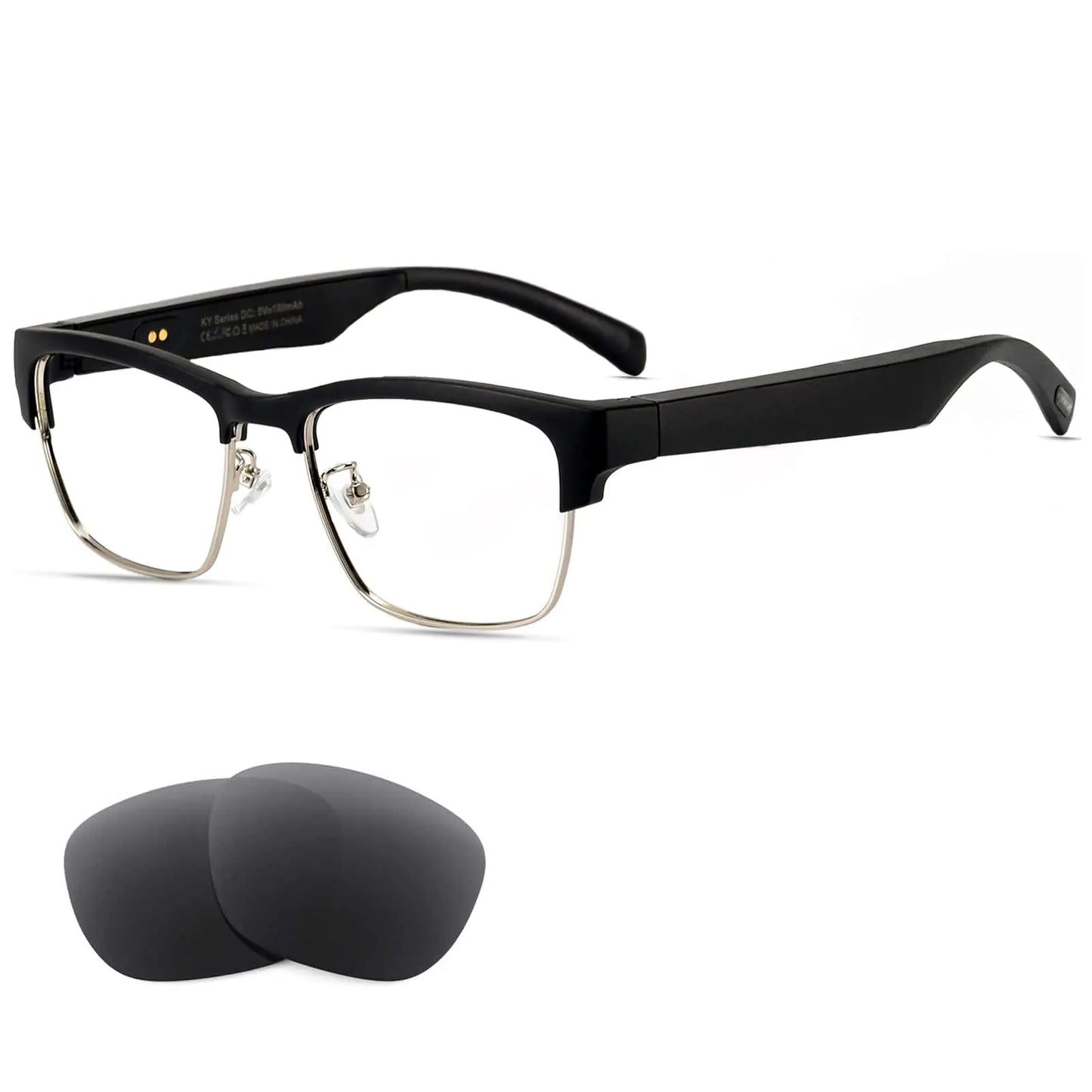 DOVIICO Smart Glasses Bluetooth-Audio Glasses for Men Women with Alexa Built-in Mic Blue Light Filter&Polarized Lenses for All Smart Devices Voice Assistant