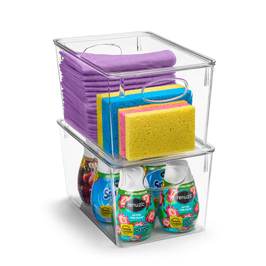 Sorbus Large Clear Plastic Storage Bins with Lids Clear Stackable Storage Bins Laundry Room Organizer Bins Office Classroom Playroom Bathroom Laundry Room Organization and Storage (2 Pack)