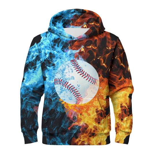 3D Baseball Novelty Boys Girls Hoodies Long Sleeve Pullover Sweatshirt with Front Pocket for Kids Teens