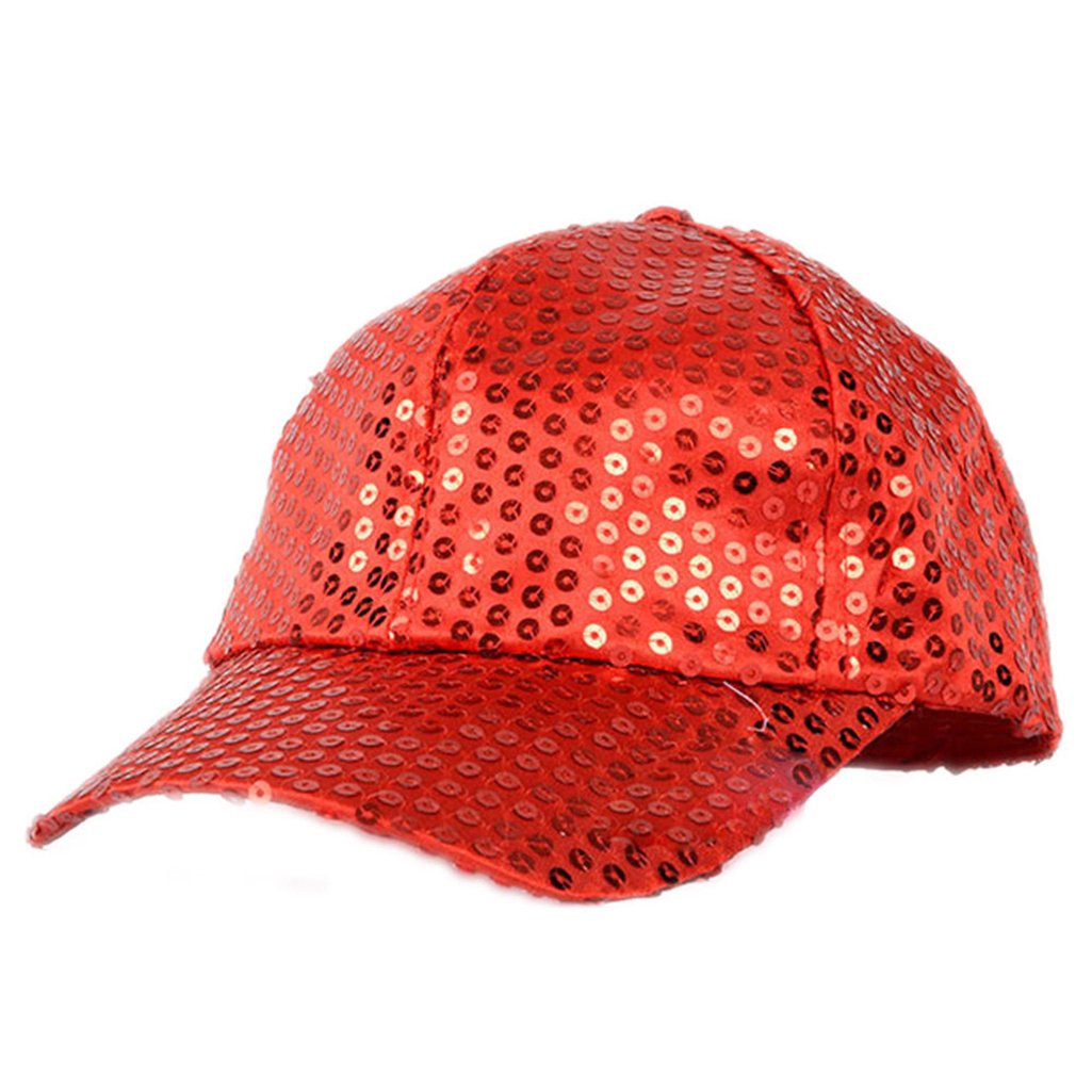 Bluelans® Glitter Sequins Baseball Caps Snapback Hats Adjustable Fancy Dress Party Dance Hats for Unisex Mens Womens (Red)