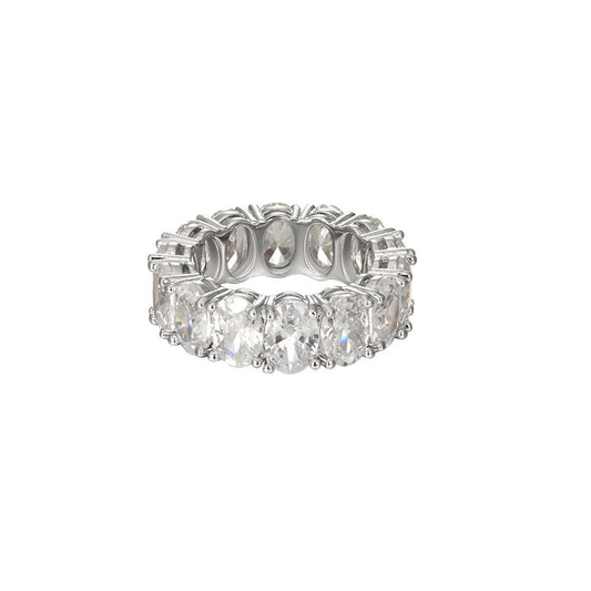 Large Gemstone Ring with Sparkling Diamonds