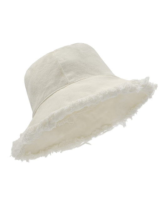 Zylioo Stylish Tassel Floppy Bucket Sun HatsUV Frayed Fishing Hats with Chin StrapBreathable Fringe Sunblock Travel Hats Beige