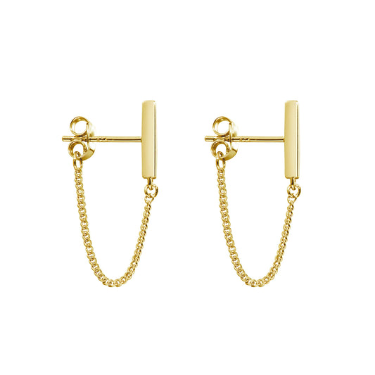 Chain Earrings for Women Gold Dangle Earrings For Women Gold Plated Earrings for Women Sterling Silver Gold Stud Earrings for Women (14K Gold)