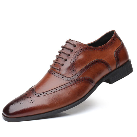 British Block Carved Leather Business Shoes