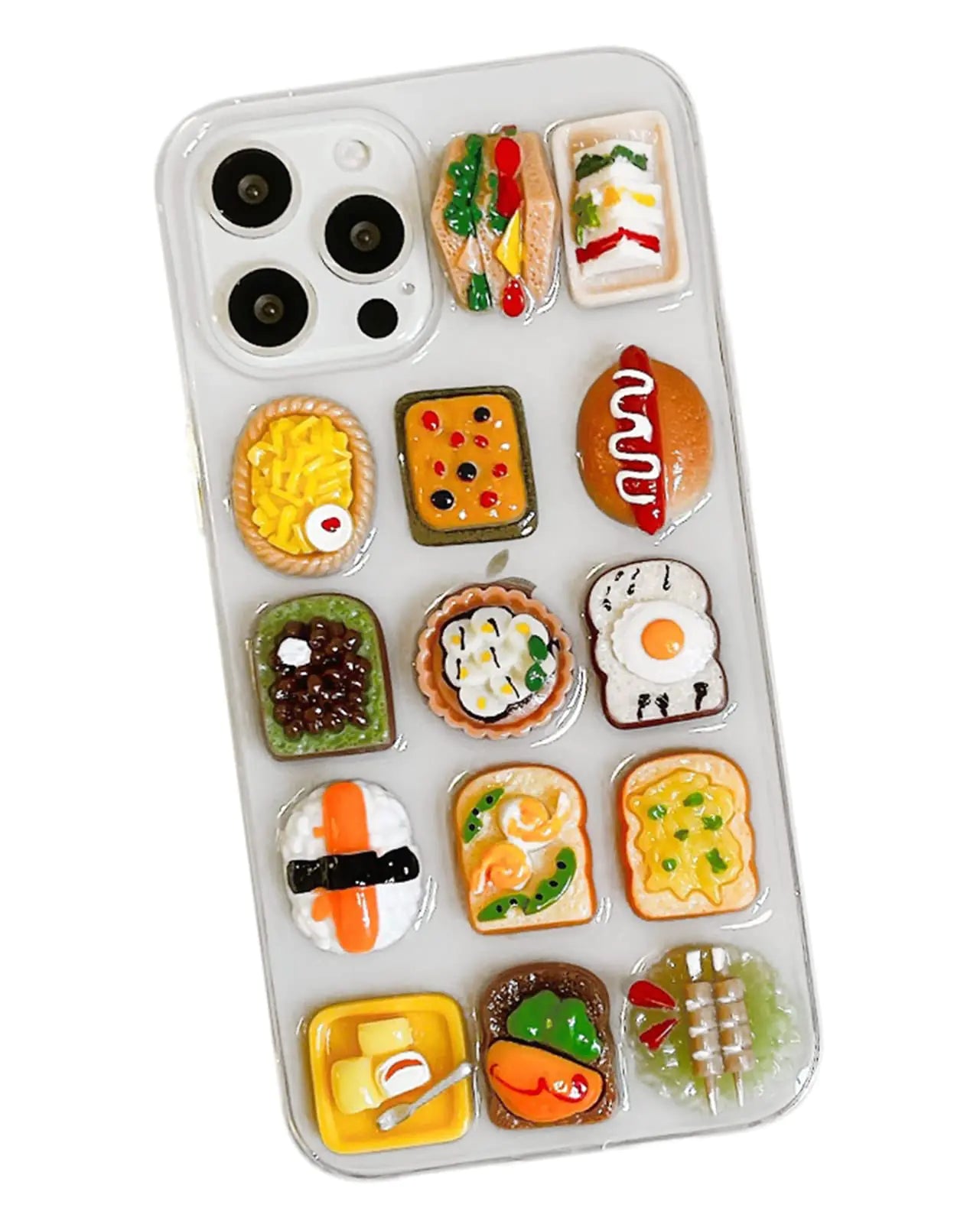 JIATAY Phone Cases for iPhone XR Case Clear 3D Kawaii Camera Lens Protector Cover Phone Cases Silicone Compatible with iPhone XR (Food Clear)