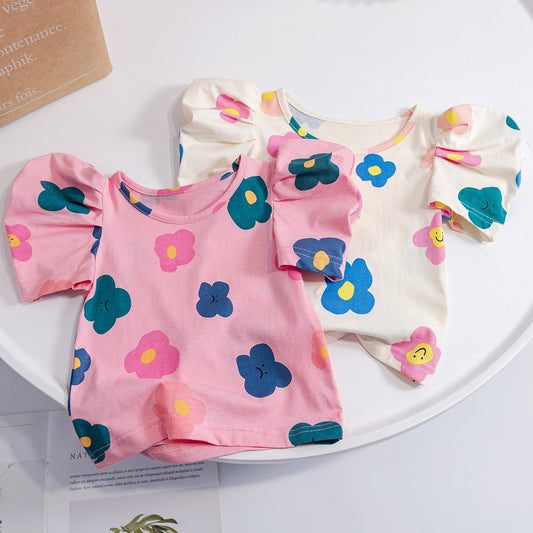 Summer Floral T-shirts for Kids - Short Sleeve Cotton