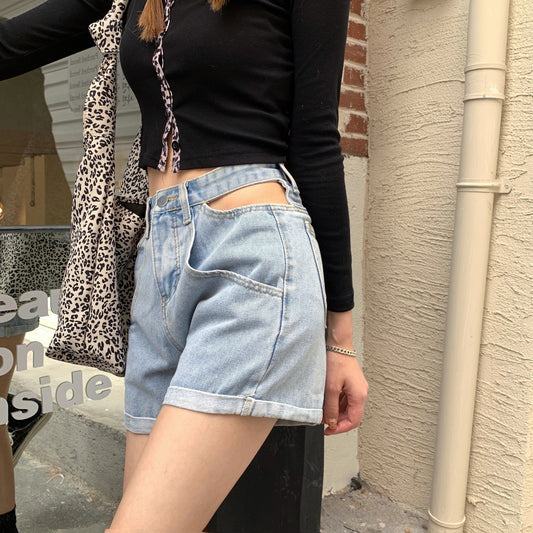 Thin High Waist Hollow Women's Shorts