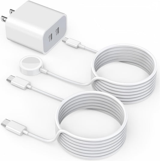 Super Fast Charger for Apple Watch & iPhone 16[Apple MFi Certified]Fast Dual USB C Charger Plug with 6FT USB-C to C/iWatch Portable Fast Charging Cable for Apple Watch 10/9/Ultra/8/7/SE/6/5iPhone 15