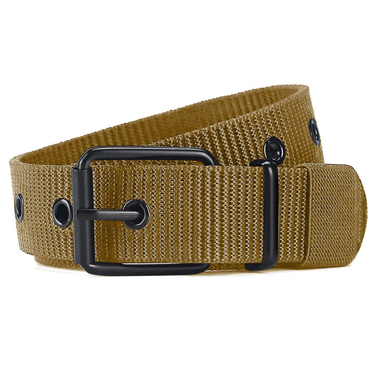 SUOSDEY Grommet Nylon Belt for Men Web Belt for Jeans Nylon Men Belt with Metal Buckle