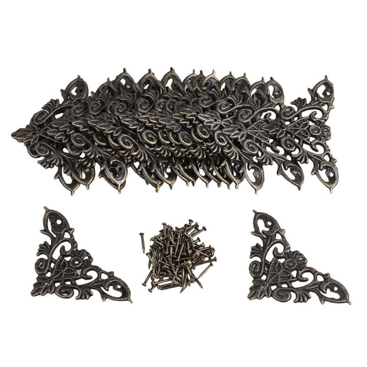 BQLZR Furniture Decorative Cover Vintage Decor Box Corner Decorative Metal Corners Appliques for Furniture Pack of 20