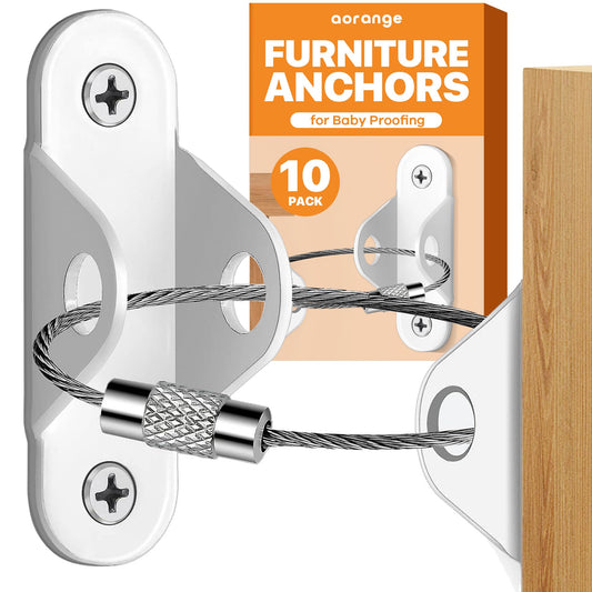 Aorange Furniture Anchors for Baby Proofing (10 Pack) Furniture Wall Anchors for Baby Proofing Anti Tip Furniture Anchors Furniture Wall Anchor Earthquake Straps for Wall Anchors for Furniture
