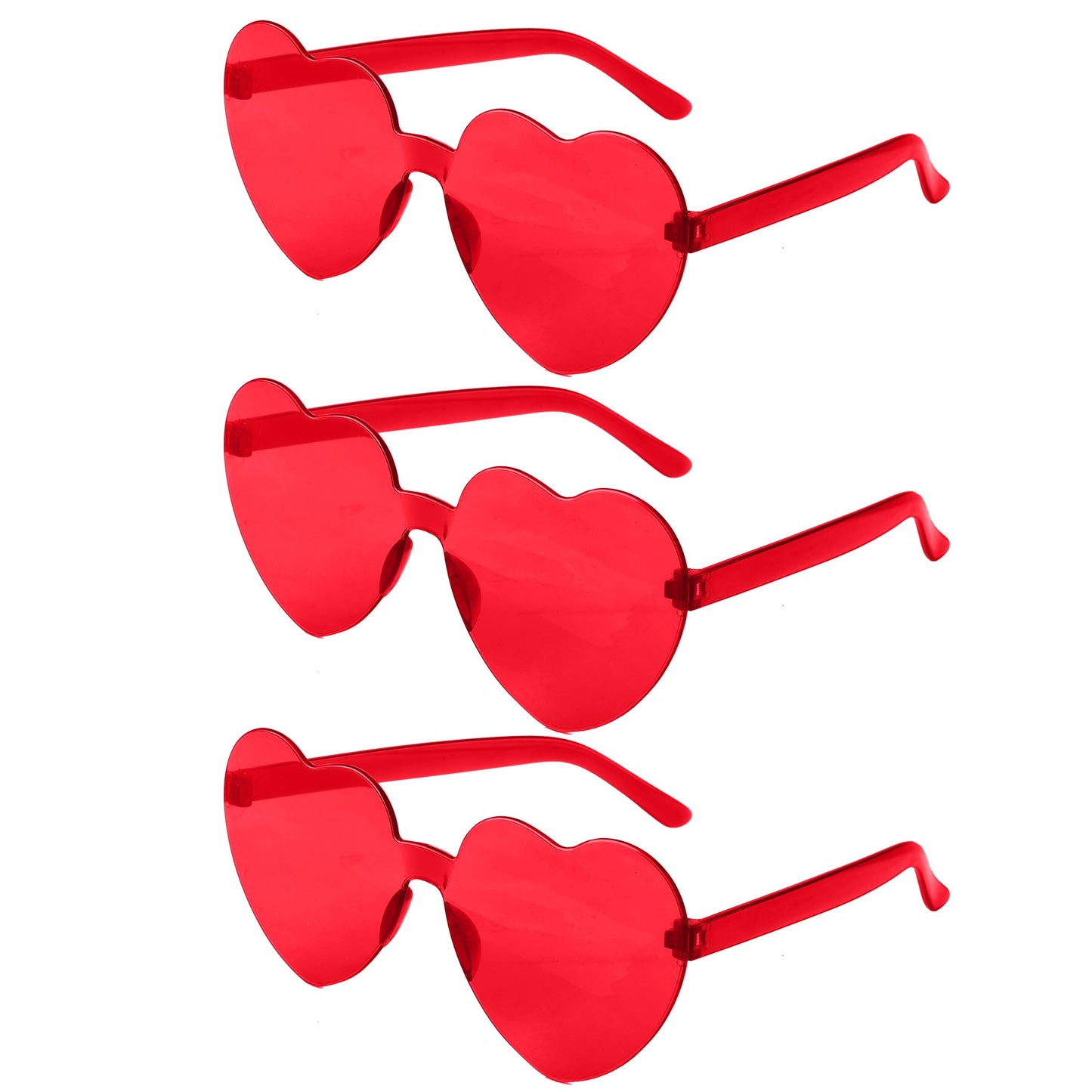 ZNHIS Heart Shaped Sunglasses Party Glasses 3 Pairs Heart Shaped Glasses Heart Sunglasses Colorful Sunglasses Heart Glasses Bulk Red Sunglasses for Women