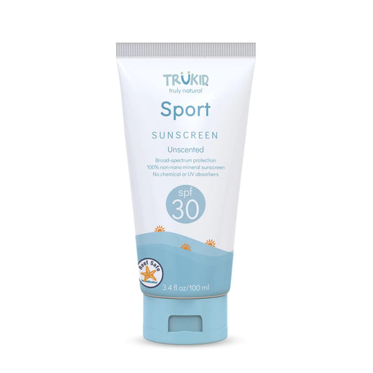 TruKid Sport SPF30 Face Sunscreen Unscented 3.4oz Baby Sunscreen Natural Ingredients Kids Sunscreen Reef-Friendly Travel Size Sun Screen Beach Defense Sunscreen for Kids Toddlers Babies & Adults