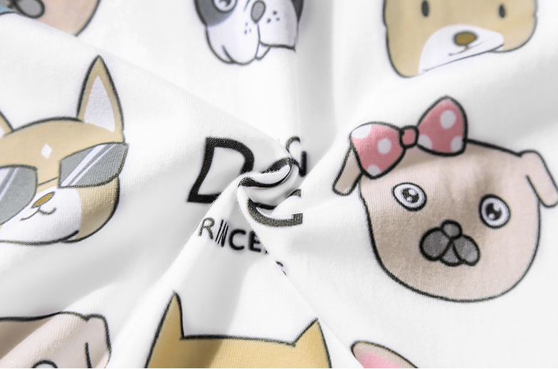 Cartoon Dog Print Short Sleeve Couple T-Shirts