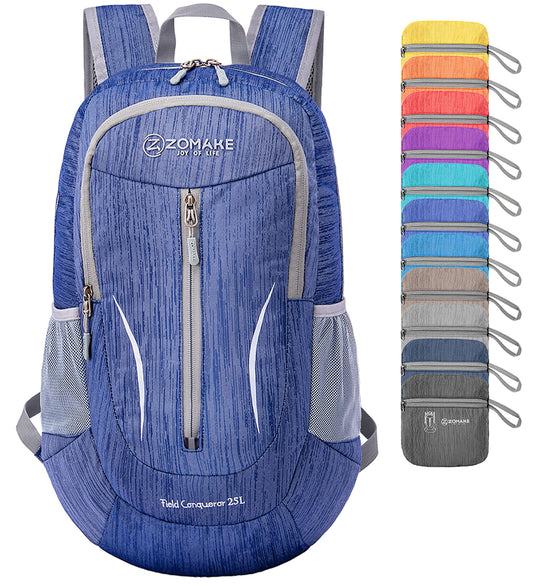 ZOMAKE 25L Ultra Lightweight Packable Backpack Foldable Hiking Backpacks Water Resistant Small Folding Daypack for Travel(Dark Blue)