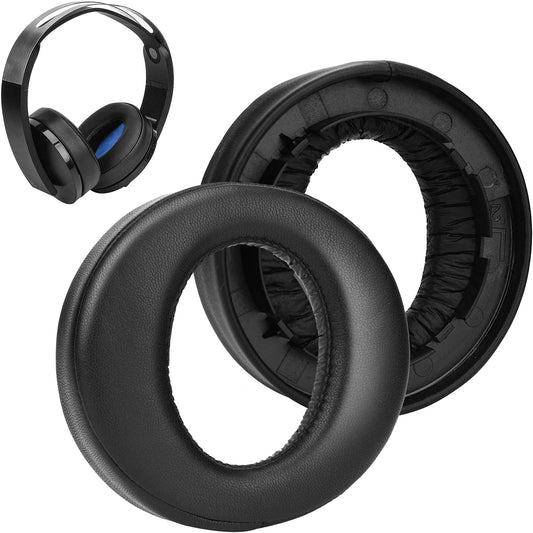 SOULWIT Ear Pads Cushions for Sony Platinum Wireless Playstation PS4 Headset Replacement Earpads for 2018 Version Headphone Model CECHYA-0090 (Black)