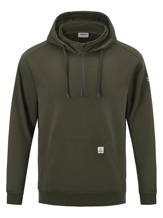 VANLENS FR Hoodies for Men 10.5oz Quarter-Zip Heavyweight FR Sweatshirt Mens Flame Resistant Hoodies