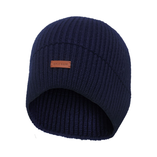 Cole Haan Knit Beanie for Men in Blue One Size - No Cuff Design Winter Hat for Outdoor Activities & Daily Wear Premium Beanies Hats for Men Luxe Comfort and Lasting Quality for Everyday Style