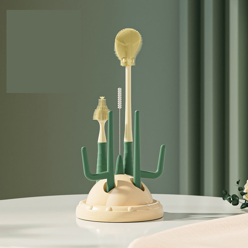 3-in-1 Drain Rack and Brush Set for Baby Bottles