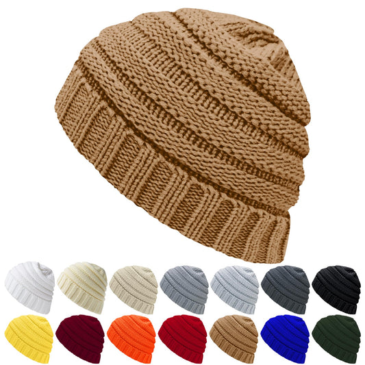 ANTI-REBOUNDUMBRE Winter Hats for Women Warm Beanies Soft Cable Knit Beanie for Women Skull Cap Brown