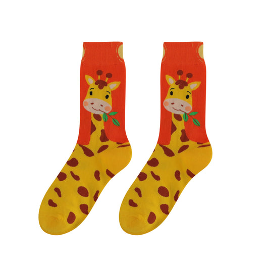 WARMVIN Women Novelty Socks for Animal Lover Funny Socks Crazy Socks Fun Socks Gifts for Wife Girl Friend Size 6-11 Giraffe Socks Red Socks for Women