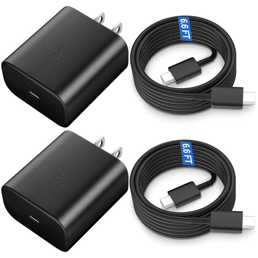 2Pack 45W Type C Super Fast Charger USB C Android Phone Charger with 6.6FT C Type Power Cord for Samsung Galaxy S24 Ultra/S24/S24+/S23 Ultra/S23/S23+/S22 Ultra/S22+/S22/Note 10/20/S21 (6.6FT-2Pack)