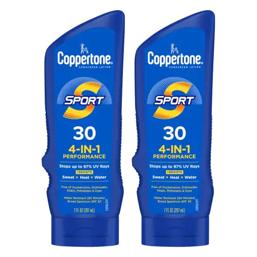 Coppertone Sport Sunscreen Lotion SPF 30 Water Resistant Body Sunscreen Broad Spectrum SPF 30 Sunscreen Bulk Sunscreen Pack 7 Fl Oz Bottle Pack of 2