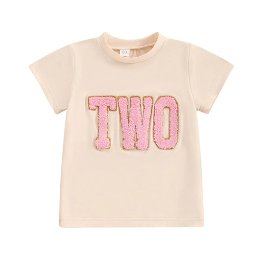 Toddler Baby Girl Boy Birthday Outfit One/Two/Three/Four/Five/Six Embroidery T-Shirt Shirts Birthday Gift