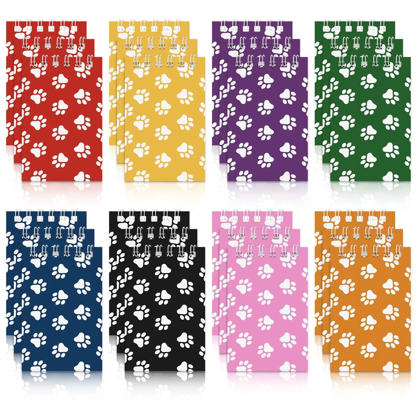 Weecent 24 Pcs Mini Notebooks Dog Paw Party Favors for Kids Puppy Animal Notepads Spiral Pocket Notebooks Birthday Teacher Classroom Rewards Supplies for Goody 2.36 x 3.94 Inches