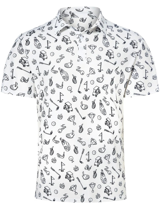 Adovigo Golf Shirts for Men White Baseball Polo T Shirts