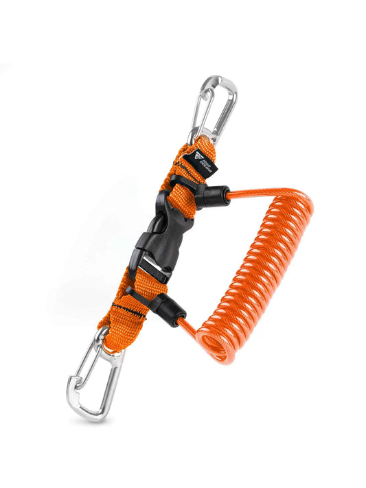 Rogue Endeavor Heavy Duty Dive Clip Stainless Steel Split Ring & Slide Lock Lanyard Quick Release Buckle 36" Steel Core Lanyard Ideal for Cameras/Lights/Tools/Paddles (Orange)