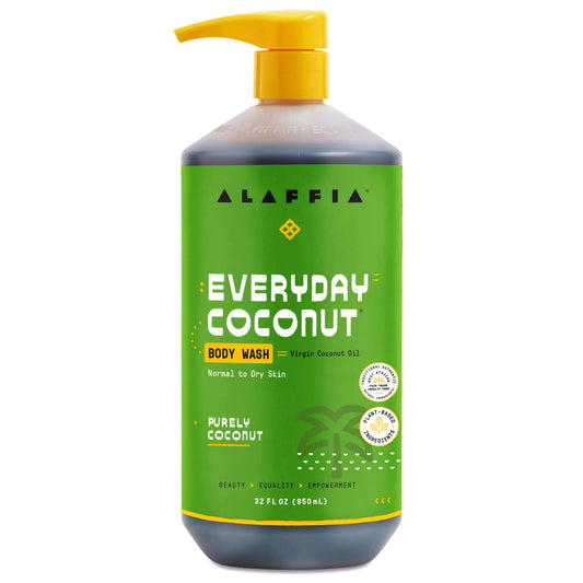 Alaffia Sensitive Skin Body Wash Pack Everyday Coconut Body Wash for Men & Women Natural Body Wash with Plant Based Ingredients Coconut Oil Coffee Vitamin E Purely Coconut 32 Fl Oz