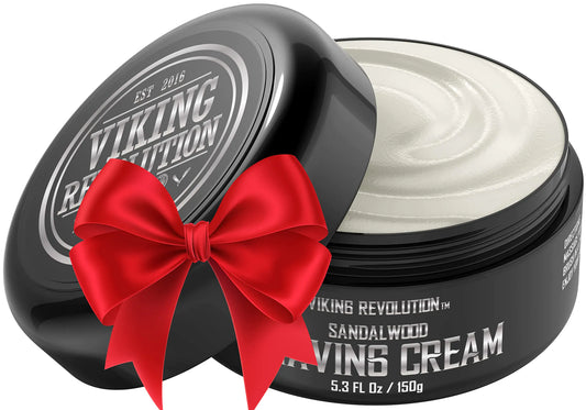 Viking Revolution Luxury Shaving Cream for Men- Sandalwood Scent - Soft Smooth & Silky Shaving Soap - Rich Lather for the Smoothest Shave - 5.3oz
