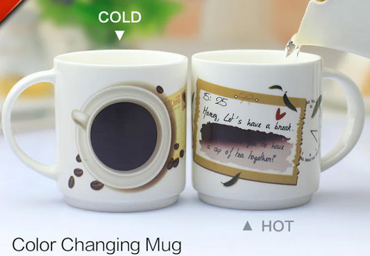 Color-Changing Couple Mugs - Ceramic Kiss Design