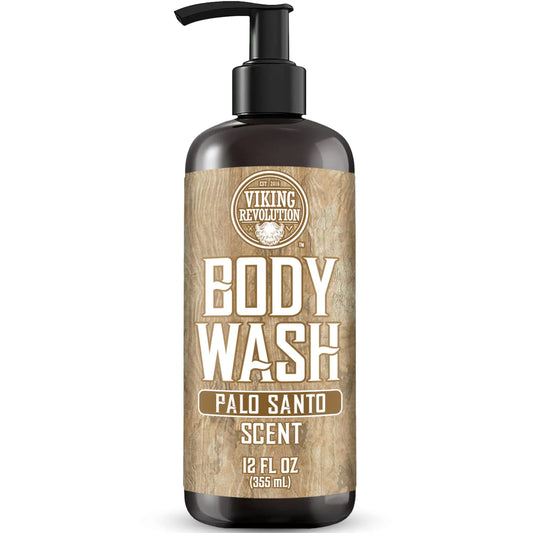 Viking Revolution Palo Santo Body Wash for Mens Shower Gel - Moisturizing Mens Body Wash with Vitamin E and Aloe Vera - Shower Gel Body Wash Men (12 Fl Oz Pack of 1)